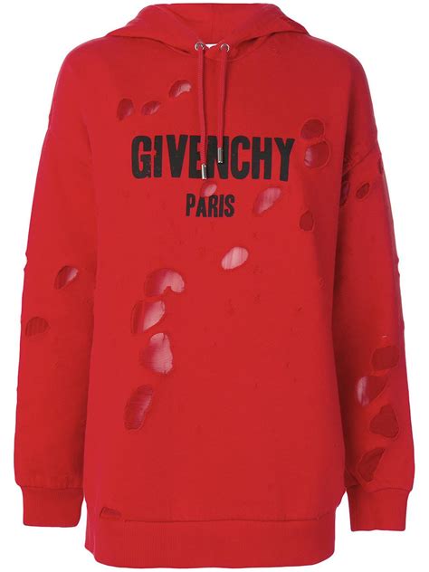 givenchy hoodie red print|givenchy destroyed hoodie.